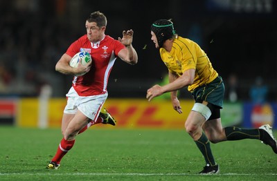 21.10.11 - Wales v Australia - Rugby World Cup Bronze Final - Shane Williams of Wales takes on Berrick Barnes of Australia. 
