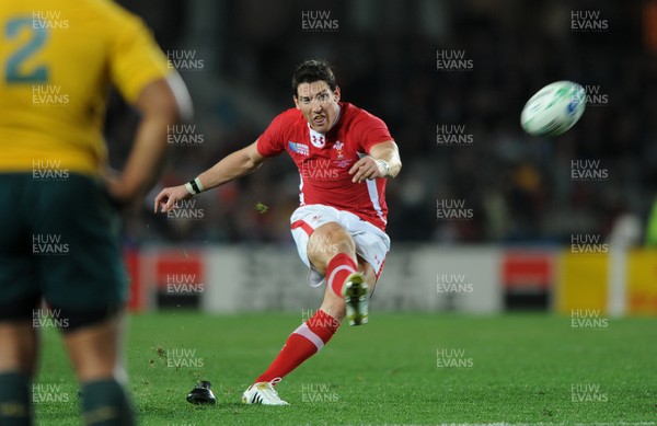 21.10.11 - Wales v Australia - Rugby World Cup Bronze Final - James Hook of Wales kicks at goal. 