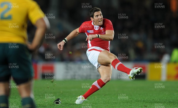 21.10.11 - Wales v Australia - Rugby World Cup Bronze Final - James Hook of Wales kicks at goal. 