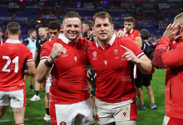 240923 - Wales v Australia - Rugby World Cup France 2023 - Pool C - Elliot Dee and Ryan Elias of Wales at full time