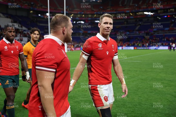 240923 - Wales v Australia - Rugby World Cup France 2023 - Pool C - Corey Domachowski and Liam Williams of Wales at full time