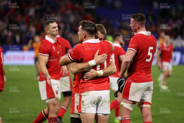 240923 - Wales v Australia - Rugby World Cup France 2023 - Pool C - Liam Williams and Josh Adams of Wales at full time
