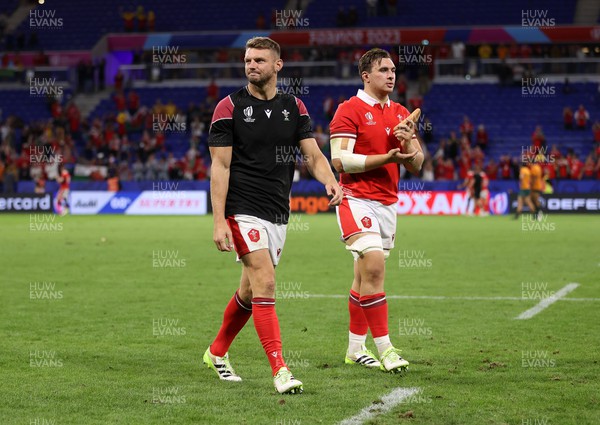 240923 - Wales v Australia - Rugby World Cup France 2023 - Pool C - Dan Biggar and Taine Basham of Wales at full time