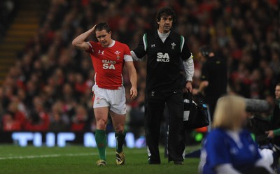 28.11.09 - Wales v Australia - Invesco Perpetual Series 2009 - Wales' Shane Williams is helped from the Field by Physio Mark Davies. 