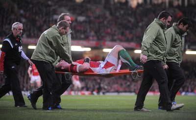 28.11.09 - Wales v Australia - Invesco Perpetual Series 2009 - Wales' Matthew Rees is carried off the field. 