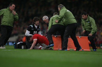 28.11.09  Wales v Australia... Wales' Matthew Rees is injured. 
