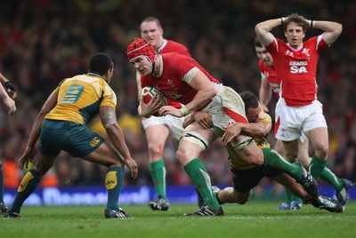 28.11.09... Wales v Australia, Invesco Perpetual 2009 Series -  Wales' Alun-Wyn Jones charges forward 