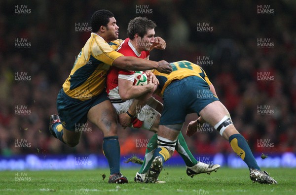281109 Wales v Australia, Invesco Perpetual 2009 Series - Wales' Andrew Bishop charges forward