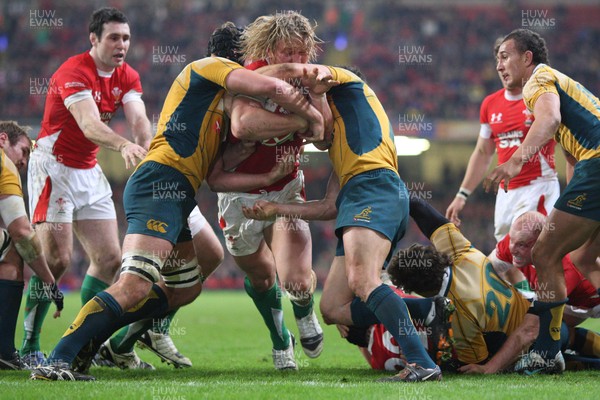 28.11.09... Wales v Australia, Invesco Perpetual 2009 Series -  Wales' Andy Powell is stopped just short of the line 