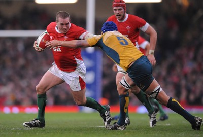 29.11.08 - Wales v Australia - Invesco Perpetual Series 2008 - Wales' Gethin Jenkins is tackled by Australia's Nathan Sharpe. 
