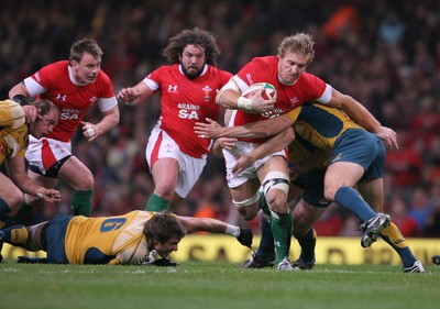 29.11.08 Wales v Australia... Wales' Andy Powell batters his way through. 