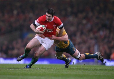 29.11.08 Wales v Australia... Wales' Stephen Jones is tackled by Australia's Richard Brown. 