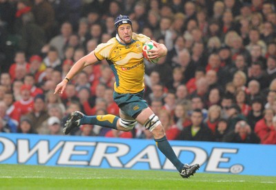 29.11.08 - Invesco Perpetual Series 2008 Wales v Australia Australia's Mark Chrisholm runs in to score try 
