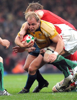 29.11.08 - Invesco Perpetual Series 2008 Wales v Australia Australia's Phil Waugh tries to get through 