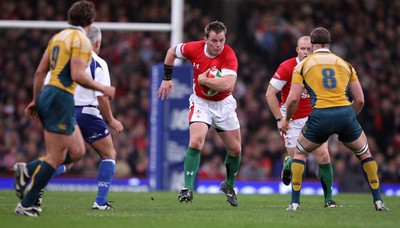 29.11.08 Wales v Australia... Wales' Matthew Rees takes on Australia's Richard Brown. 
