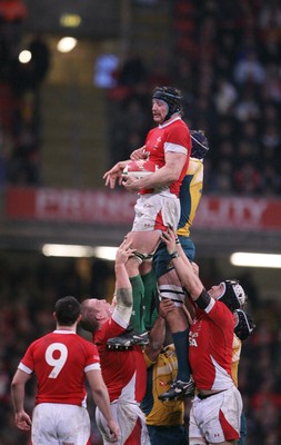 29.11.08 Wales v Australia... Wales' Ian Gough wins lineout ball. 