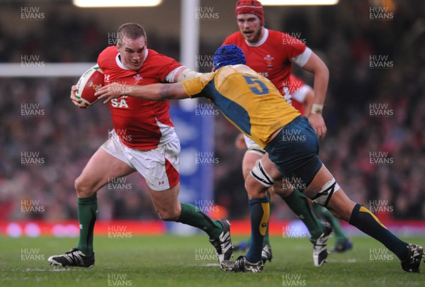 29.11.08 - Wales v Australia - Invesco Perpetual Series 2008 - Wales' Gethin Jenkins is tackled by Australia's Nathan Sharpe. 