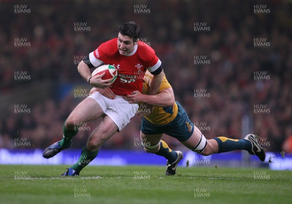 29.11.08 Wales v Australia... Wales' Stephen Jones is tackled by Australia's Richard Brown. 