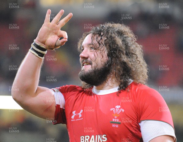 29.11.08 - Invesco Perpetual Series 2008 Wales v Australia Wales' Adam Jones celebrates his sides win at the end of the match 