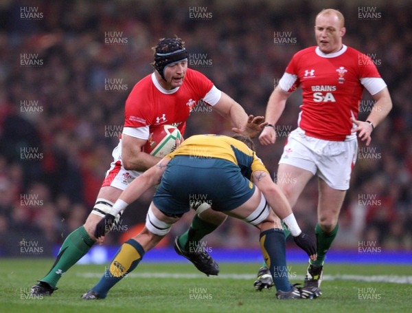 29.11.08 Wales v Australia... Wales'  Ian Gough is tackled by Australia's Hugh McMeniman. 