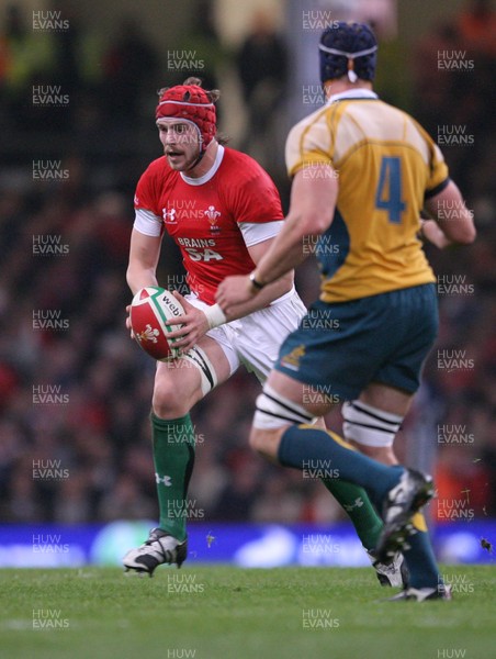 29.11.08 Wales v Australia... Wales' Alun Wyn jones takes on Australia's Mark Chrisholm. 