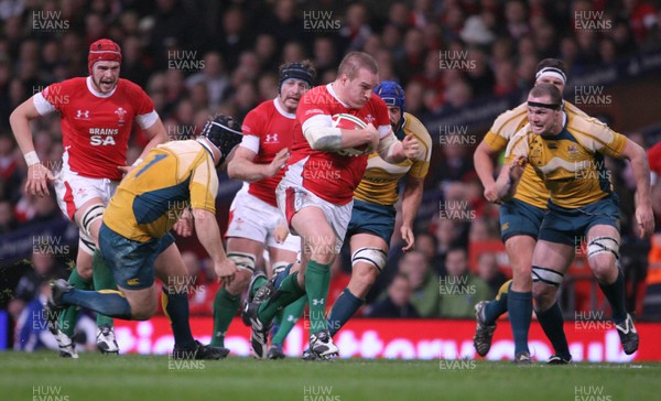 29.11.08 Wales v Australia... Wales' Gethin Jenkins is tackled by Australia's Benn Robinson. 