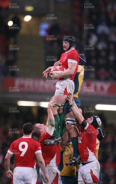 29.11.08 Wales v Australia... Wales' Ian Gough wins lineout ball. 