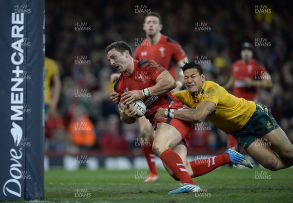 301113 - Wales v Australia - Dove Men Series 2013 -George North of Wales scores try