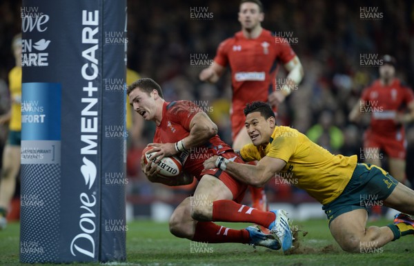 301113 - Wales v Australia - Dove Men Series 2013 -George North of Wales scores try