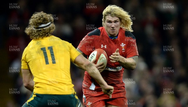 301113 - Wales v Australia - Dove Men Series 2013 -Richard Hibbard of Wales takes on Nick Cummins of Australia