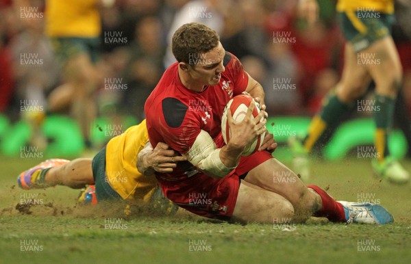 301113 - Wales v Australia - Dove Men Series - George North of Wales scores in the second half 