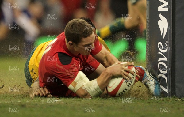 301113 - Wales v Australia - Dove Men Series - George North of Wales scores in the second half 