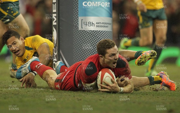 301113 - Wales v Australia - Dove Men Series - George North of Wales scores in the second half 