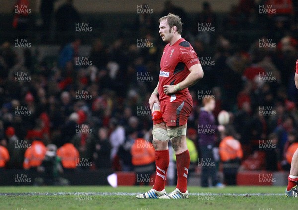 301113 - Wales v Australia - Dove Men+Care Series - Alun Wyn Jones of Wales is dejected at the final whistle