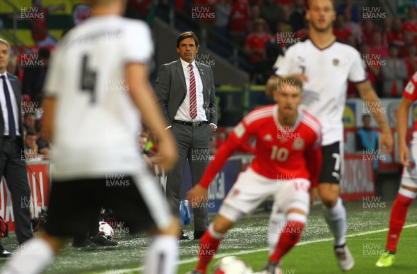 020917 - World Cup Qualifier -  European Group D - Wales v Austria - Coach of Wales Chris Coleman looks on 