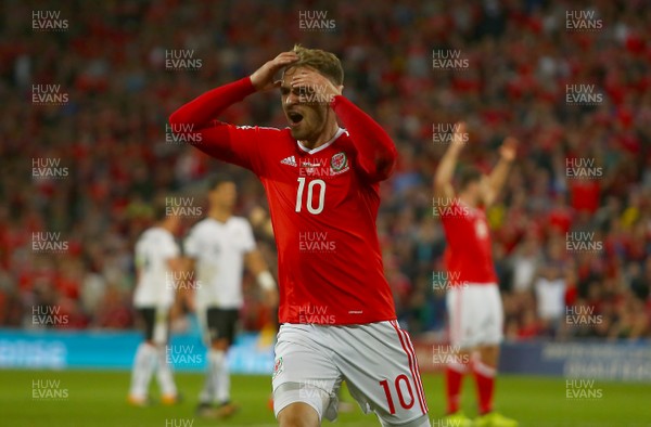 020917 - World Cup Qualifier -  European Group D - Wales v Austria - Aaron Ramsey of Wales turns away in frustration