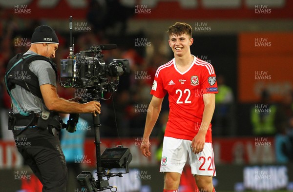 020917 - World Cup Qualifier -  European Group D - Wales v Austria - Ben Woodburn of Wales is the centre of attention after the final whistle