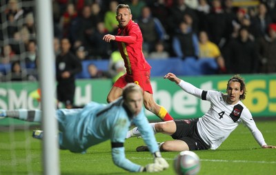 060213 - Wales v Austria, Vauxhall International Friendly Match, Swansea - Wales' Craig Bellamy goes close as he fires a shot at goal