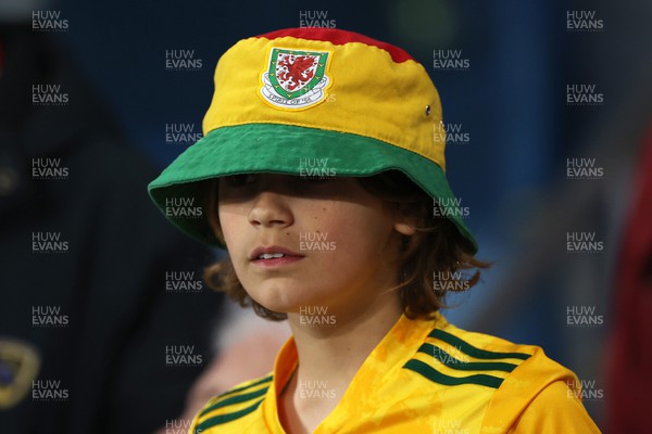 240322 - Wales v Austria - World Cup Qualifying - European - Path A - A young fan watches on