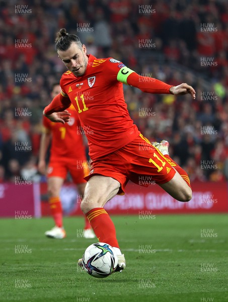 240322 - Wales v Austria - World Cup Qualifying - European - Path A - Gareth Bale of Wales scores his second goal