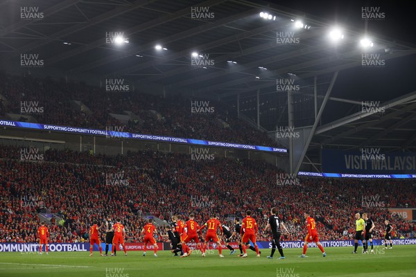 240322 - Wales v Austria - World Cup Qualifying - European - Path A - A full stadium watches the game