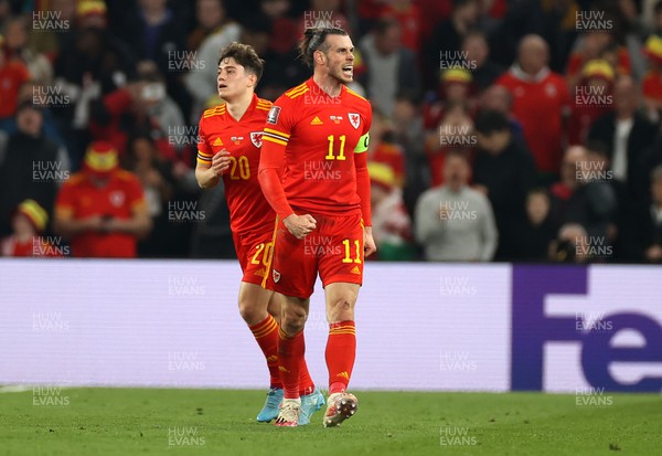 240322 - Wales v Austria - World Cup Qualifying - European - Path A - Gareth Bale of Wales celebrates scoring a goal