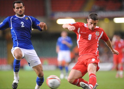 06.09.08 - World Cup 2010 Qualifying Wales v Azerbaijan Wales' Jason Koumas tries to get the ball past Azerbaijan's Rail Melikov 