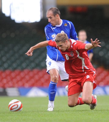 06.09.08 - World Cup 2010 Qualifying Wales v Azerbaijan Wales' David Edwards goes down as Azerbaijan's Samir Abbasov challenges 