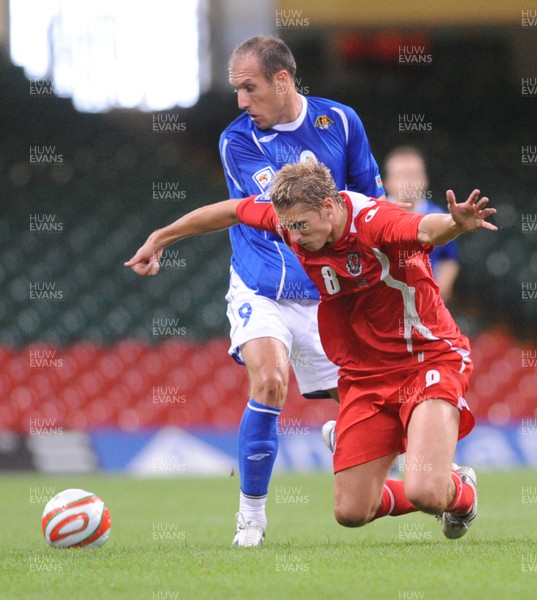 06.09.08 - World Cup 2010 Qualifying Wales v Azerbaijan Wales' David Edwards goes down as Azerbaijan's Samir Abbasov challenges 