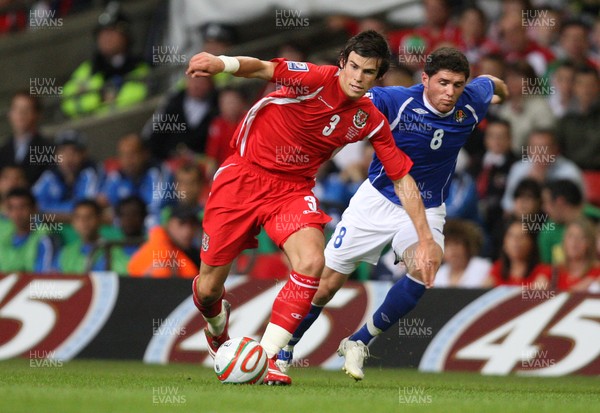06.09.08... Wales v Azerbaijan, World Cup 2010 Qualifying Match, Cardiff  -  Wales' Gareth Bale holds off Azerbaijan's Djavid Huseinov  