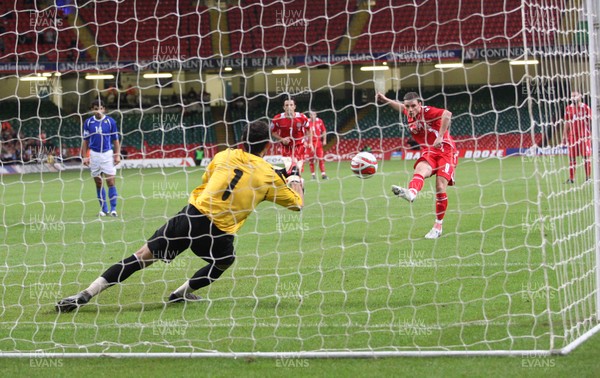 06.09.08... Wales v Azerbaijan, World Cup 2010 Qualifying Match, Cardiff  -  Azerbaijan's keeper Kamran Agayev saves Jason Koumas' penalty kick 