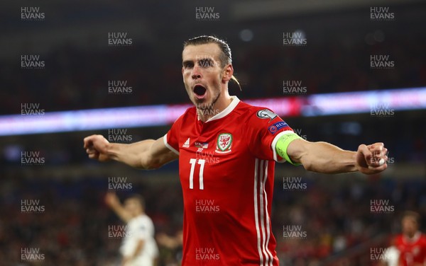 060919 - Wales v Azerbaijan, UEFA Euro 2020 Qualifier - Gareth Bale of Wales celebrates afters he heads to score the second goal