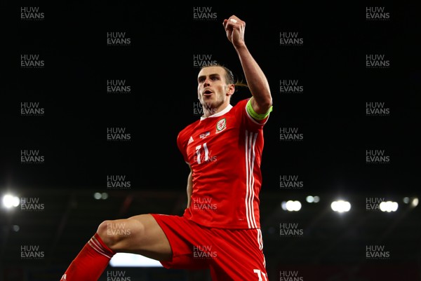 060919 - Wales v Azerbaijan, UEFA Euro 2020 Qualifier - Gareth Bale of Wales celebrates afters he heads to score the second goal