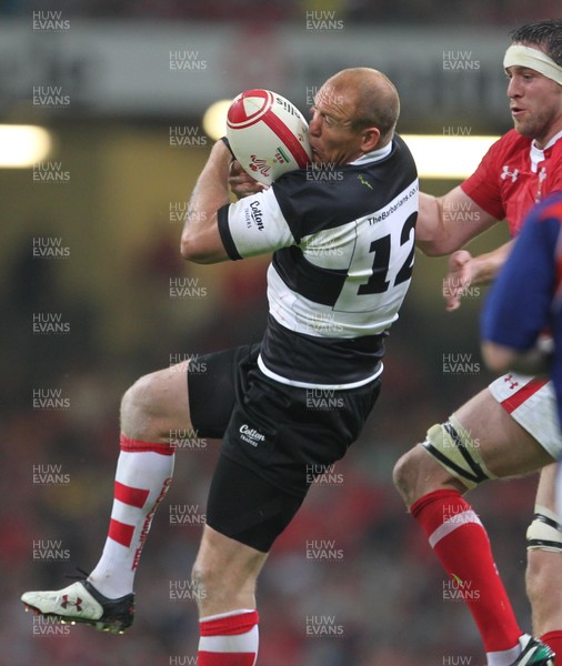 020612  Wales v Barbarians…Barbarians Mike Tindall is tackled by Ryan Jones